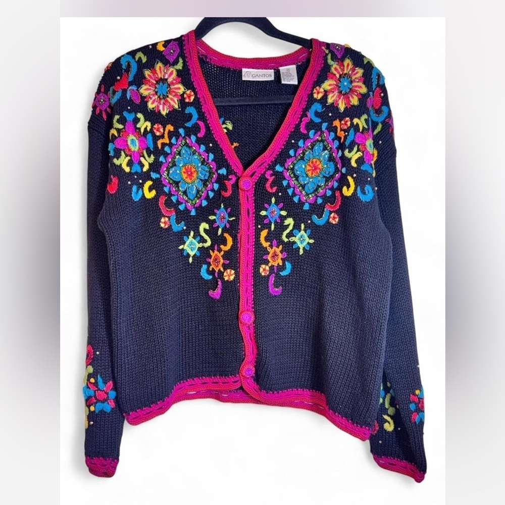 Colorful Embroidered Women's Cardigan
